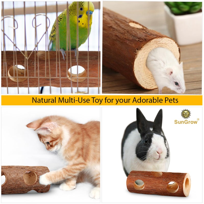 SunGrow Rabbit Log Chew, 8 Inches, Fresh Lumber Contemporary Textured Design 2-in-1 Hay Feeder and Molar Bunny Log Chew Teeth Care Toy, for Chinchilla, Hamster, Guinea Pig, Gerbils, Small Animals - Image 5